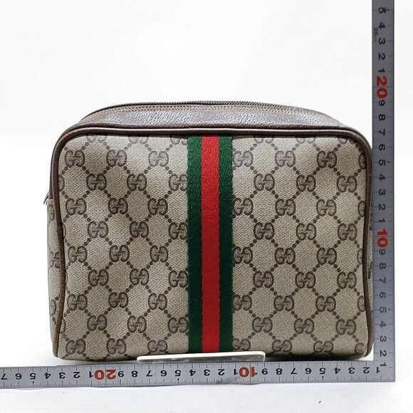 Gucci Vintage Clutch Bag Sherry Line Brown PVC mon236-100625 - Picture 2 of 16